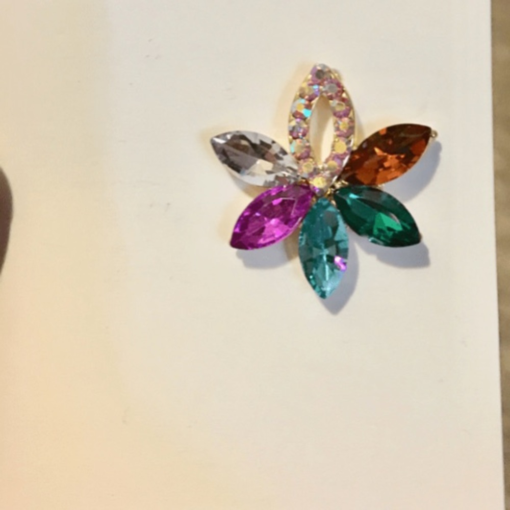 Color-block Rhinestone Flower Stud Earrings 1pair - Picture 5 of 17